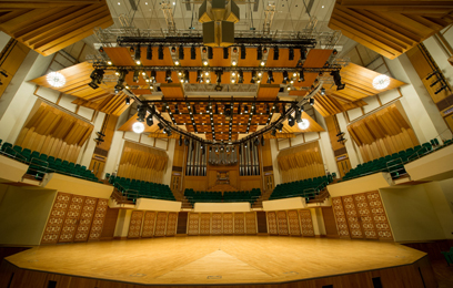 The front view of the stage of the Concert Hall